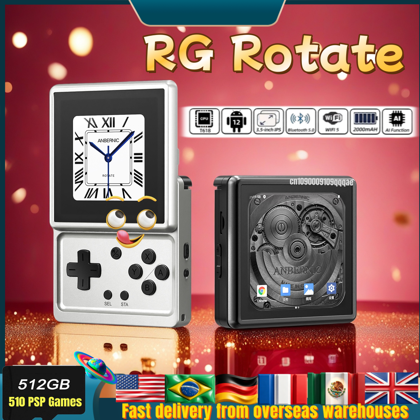 Gaming Console Bluetooth - Anbernic RG Rotate Retro Handheld Game