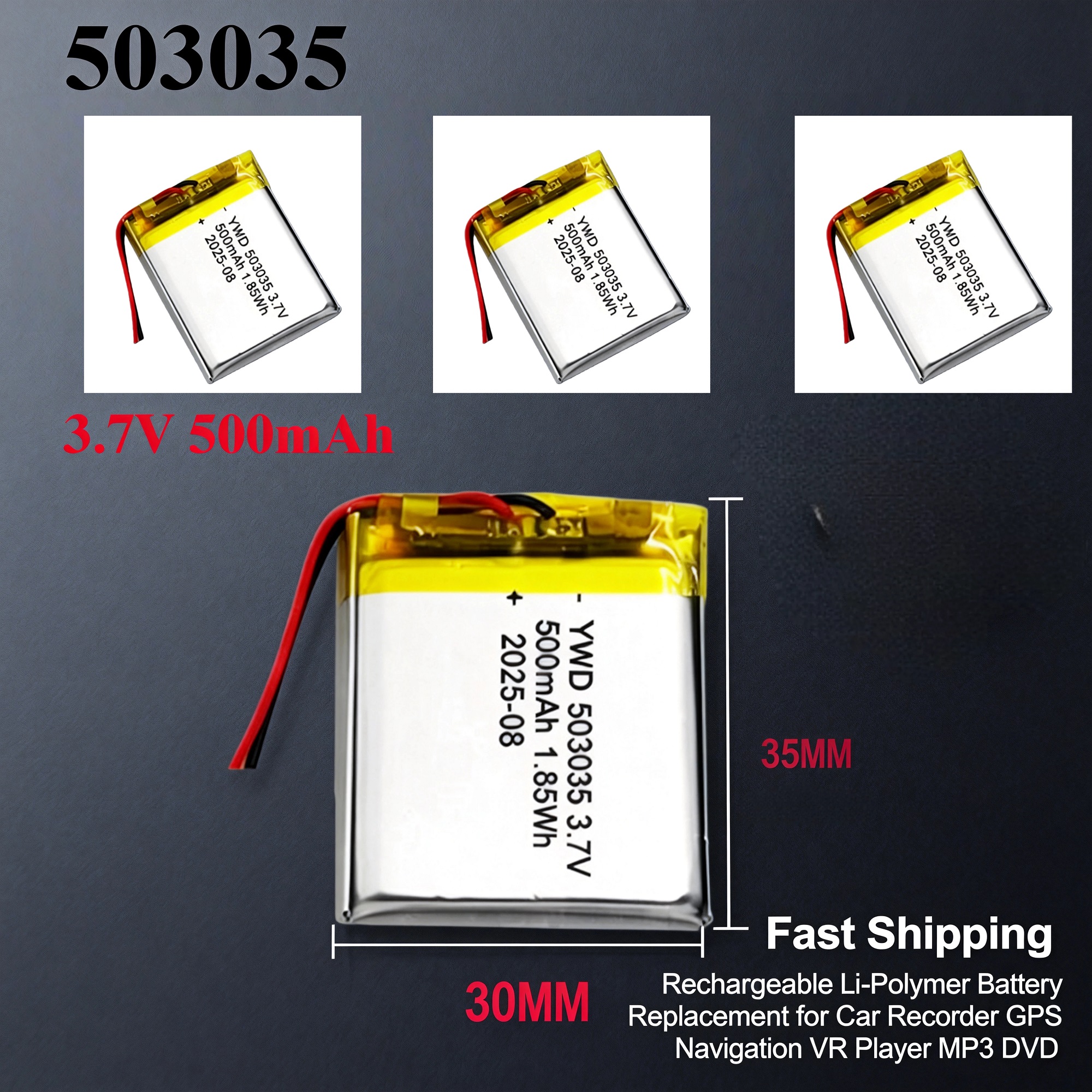 3.7V 500mAh 503035 Rechargeabl - Gaming Console In Car review and price